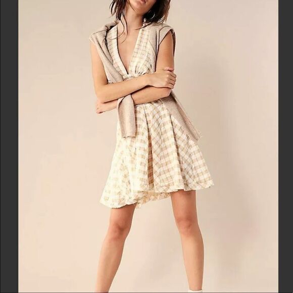 NWT Free People Do The Twist Mini Dress Tea combo Seersucker - Picture 4 of 10